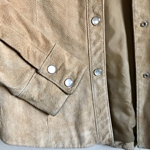 WILSON Women's Leather Suede Jacket Maxima Brown Button Front Size Medium - Picture 4 of 8